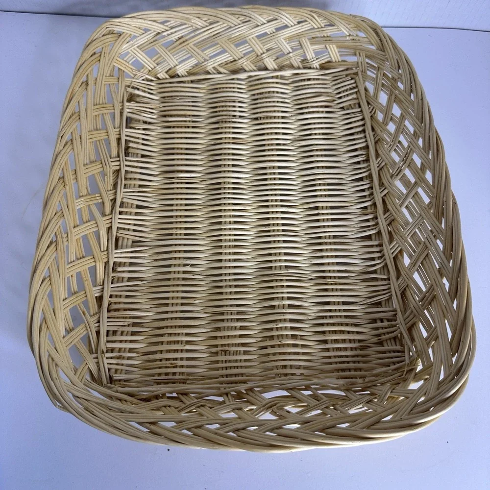 Rectangle Natural Wicker Woven Basket Bread Tray‎ Table Cottage Core